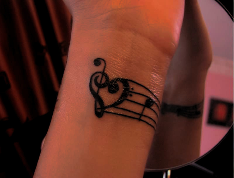 53 Tatuajes de música: Instrumentos, grupos y notas musicales Tatuaje Clave De Sol Detras De La Oreja