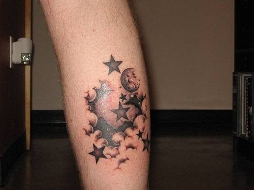 mond sonne tattoo 1076