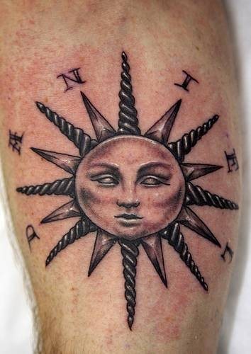 mond sonne tattoo 1088