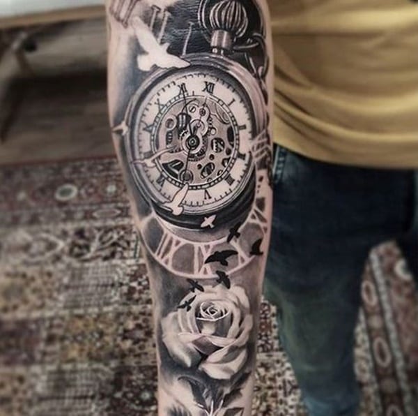 taschenuhr tattoo 367