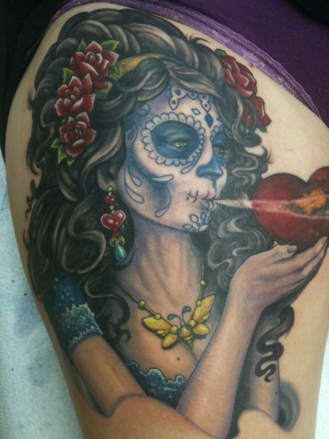 Tatuajes de la niña blanca o la Santa Muerte mexicana