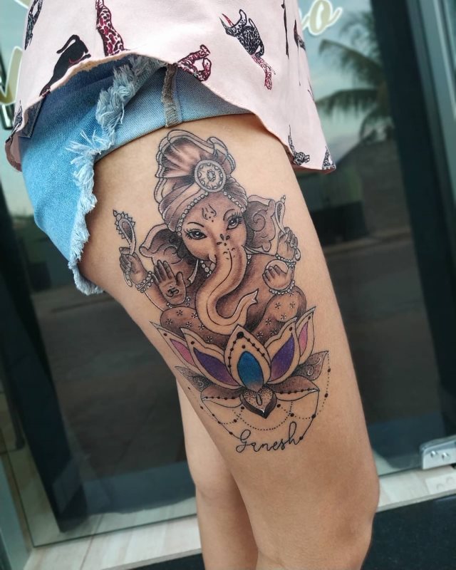 tattoo femenino con la ganesha 45