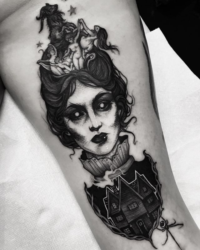 tattoo femenino de bruja 59