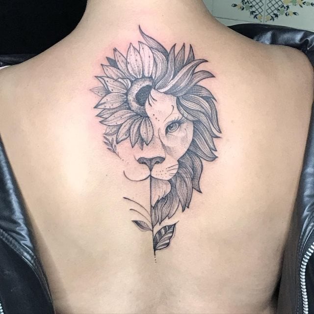 tattoo femenino leon para la espalda 18