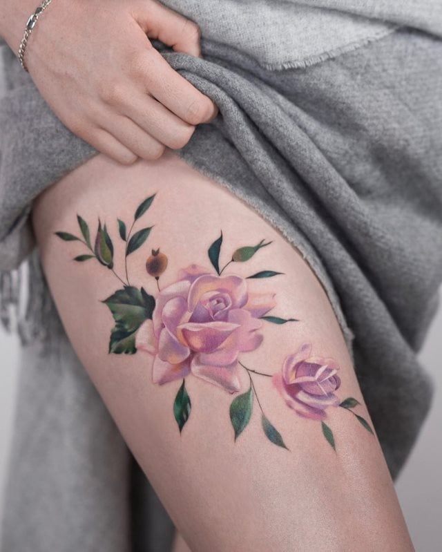 tattoo femenino para el muslo 68