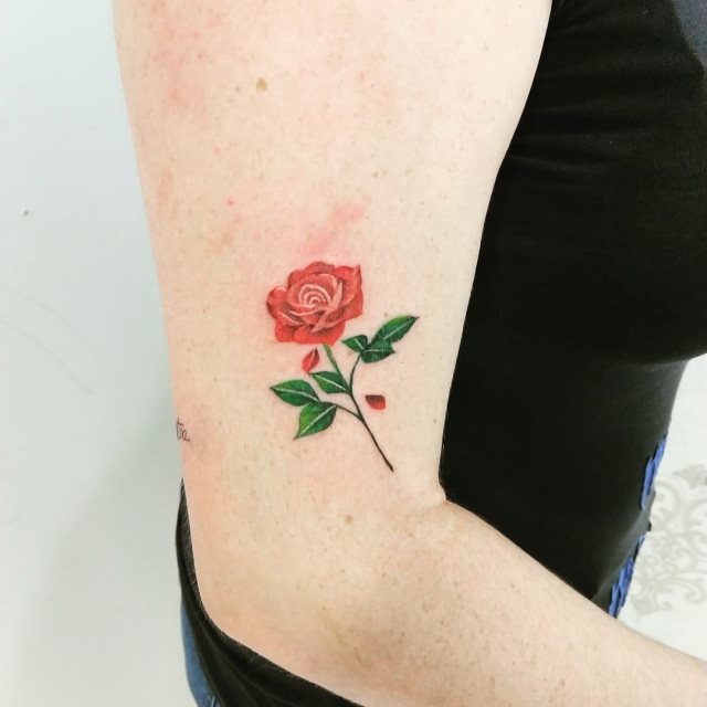 tattoo femenino pequeno rosa 28