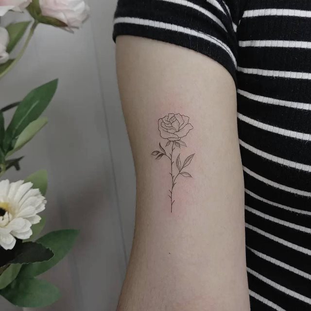 tattoo femenino pequeno rosa 50