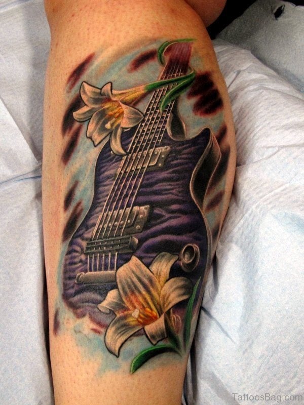 Tatuajes de guitarras eléctricas, acústicas y flamencas