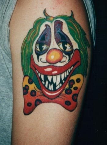 Colorido diseo de un payaso con una cara un tanto exagerada y tenebrosa