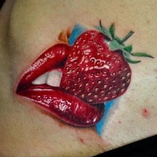 Aqu vemos un diseo que fcilmente hemos visto en internet y que se trata de unos labios rojos comiendo una fresa