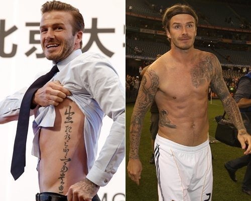 Beckham, uno d los futbolistas ms conocidos por la multitud de tatuajes que lleva