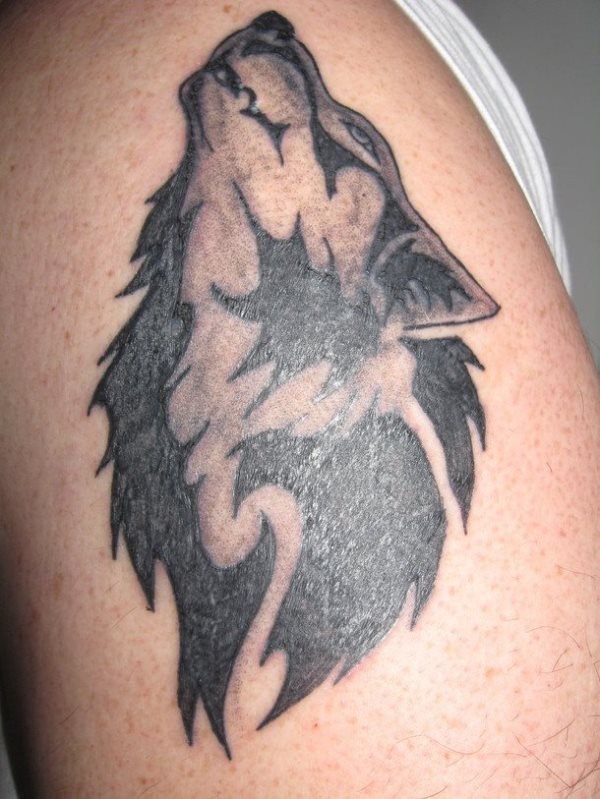 Bonito perfil del tatuaje de un lobo