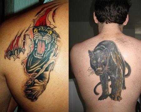 Dos tatuajes de panteras en estados muy diferentes