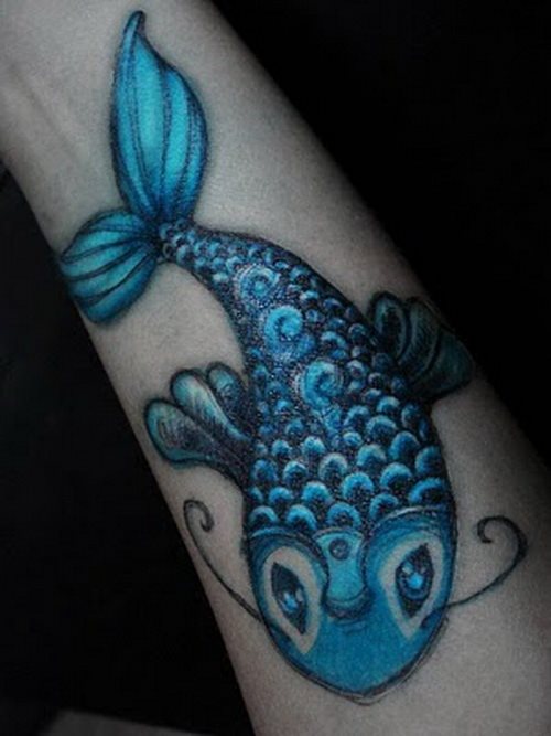 Colorido diseo de un pez en tonos azules elctricos y negros, los cuales se ha de mencionar que combinan perfectamente