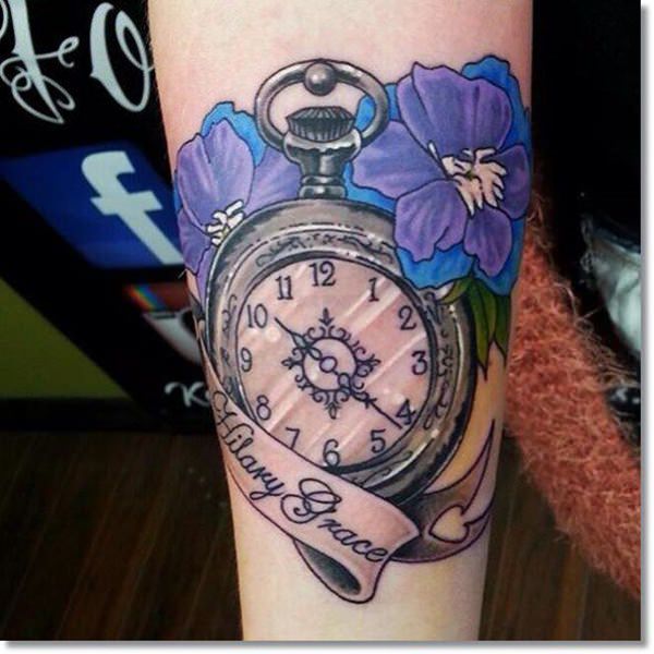 tatuaje reloj de bolsillo 105