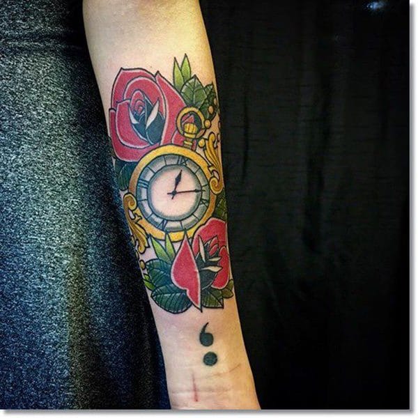 tatuaje reloj de bolsillo 123