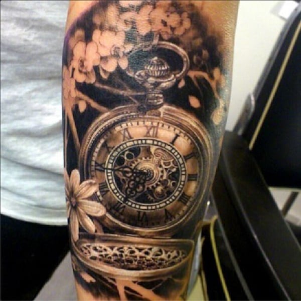 tatuaje reloj de bolsillo 285
