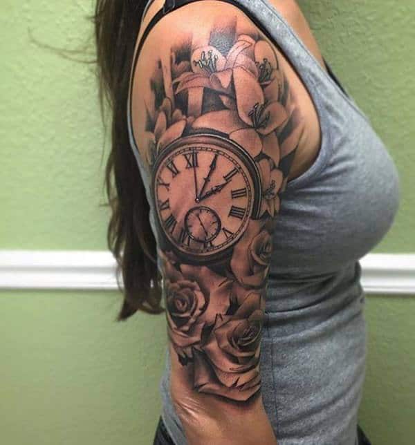 tatuaje reloj de bolsillo 35