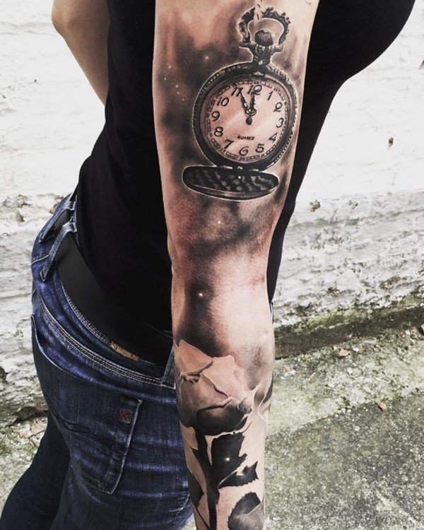 tatuaje reloj de bolsillo 67
