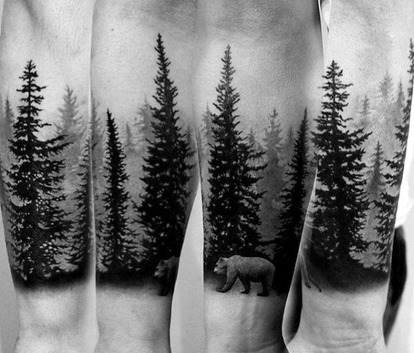 tatuaje arbol de lineas para hombre 11