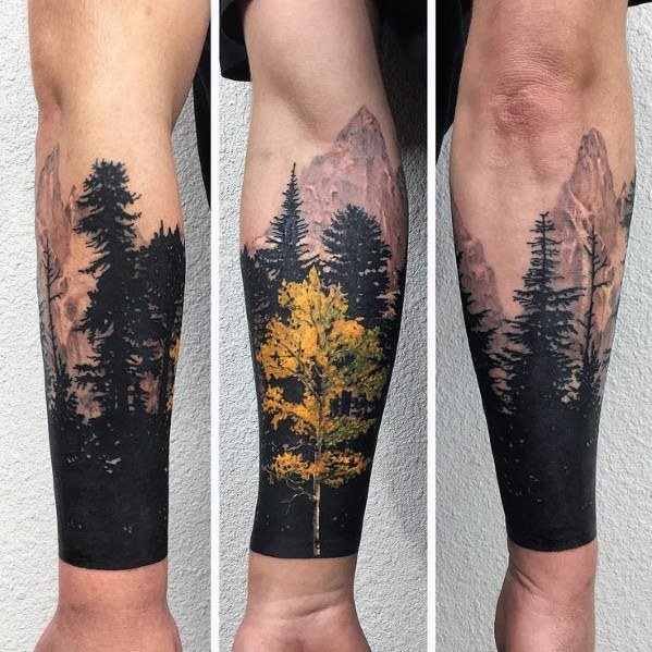 tatuaje arbol de lineas para hombre 13