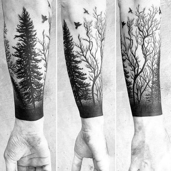 tatuaje arbol de lineas para hombre 29