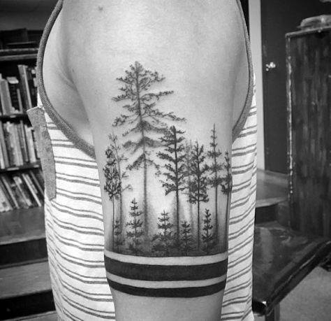 tatuaje arbol de lineas para hombre 36