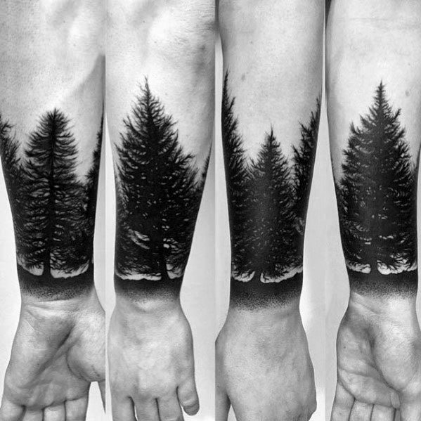 tatuaje arbol de lineas para hombre 40