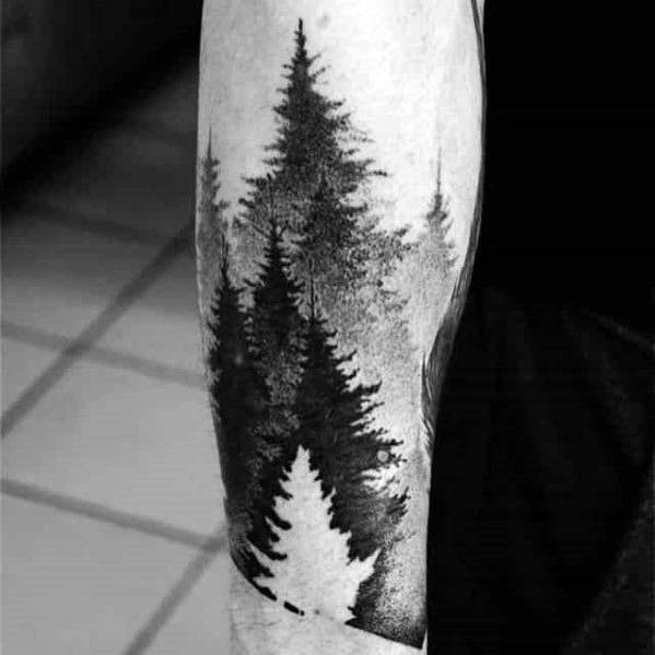 tatuaje arbol de lineas para hombre 43