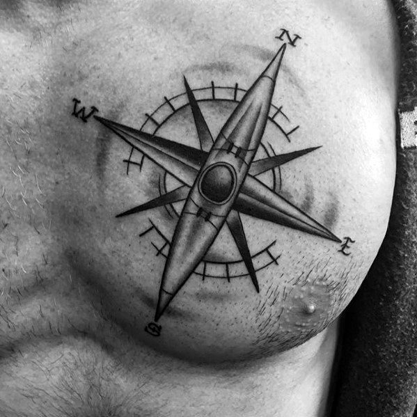 tatuaje brujula simple para hombre 40