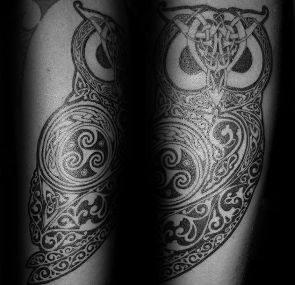tatuaje buho celta para hombre 15