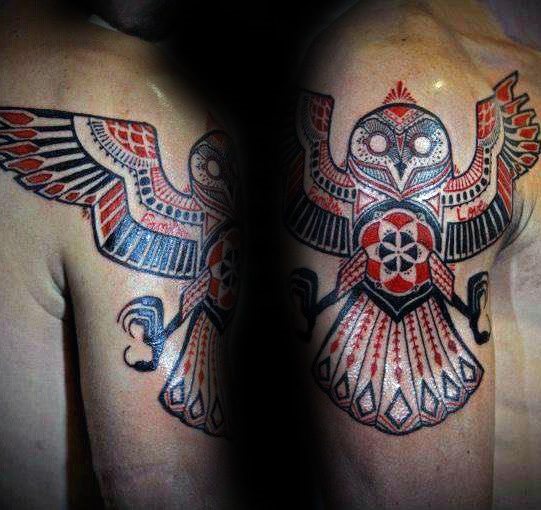 tatuaje buho tribal para hombre 37