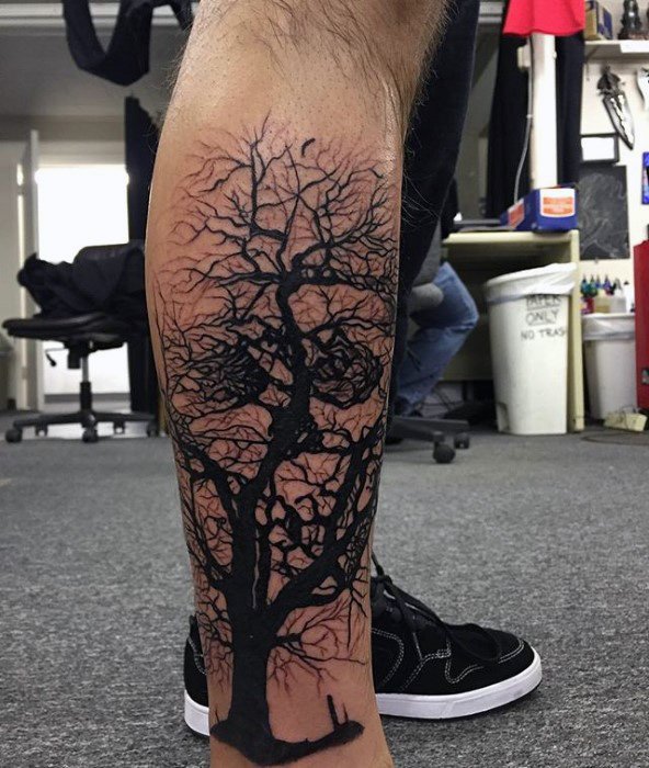 tatuaje calavera y arbol para hombre 20