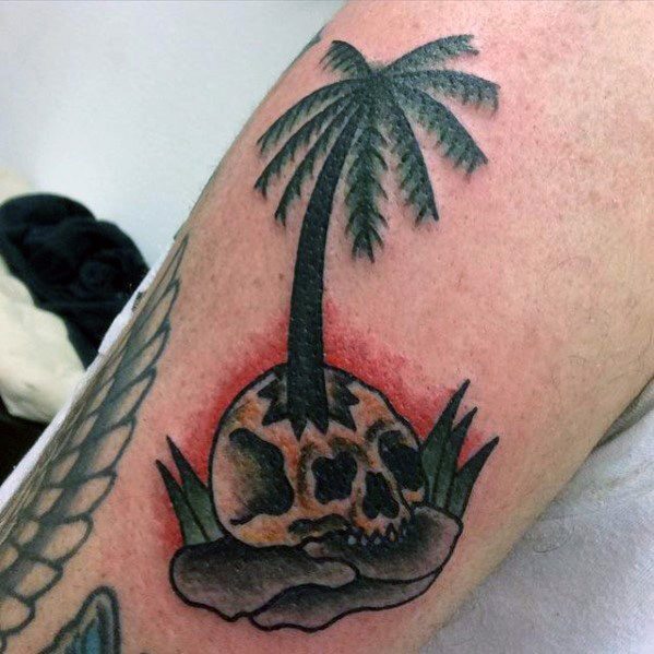 tatuaje calavera y arbol para hombre 32