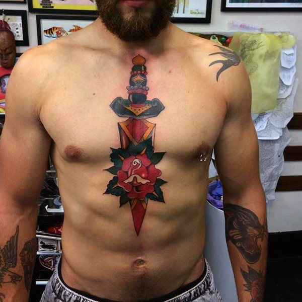 tatuaje daga para hombre 27