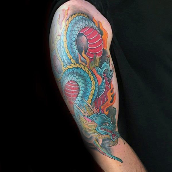 tatuaje dragon brazo para hombre 03