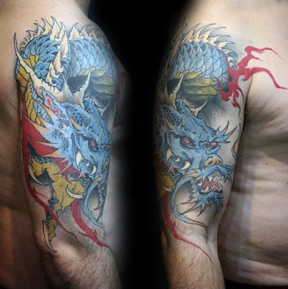 tatuaje dragon brazo para hombre 04