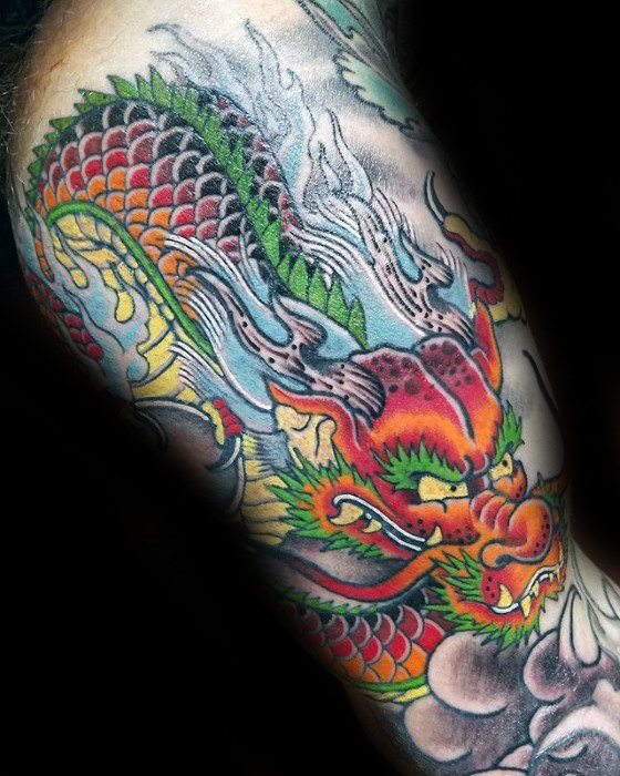 tatuaje dragon brazo para hombre 09