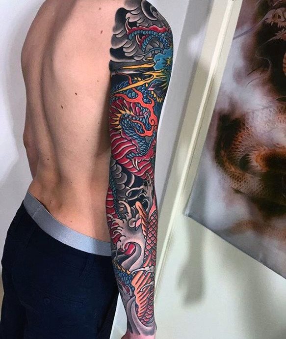tatuaje dragon brazo para hombre 10