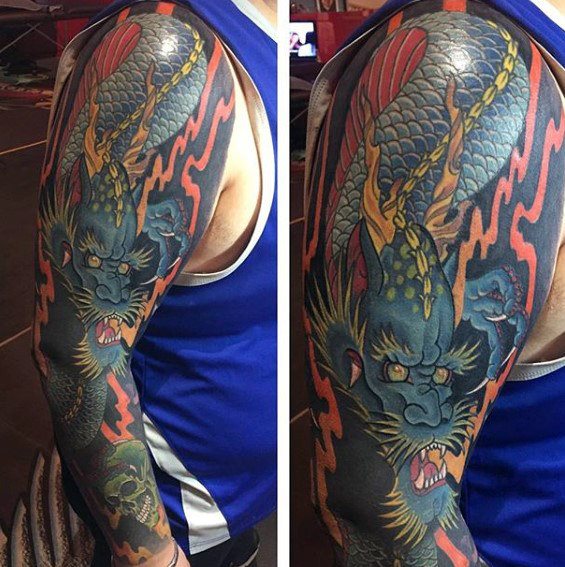 tatuaje dragon brazo para hombre 11