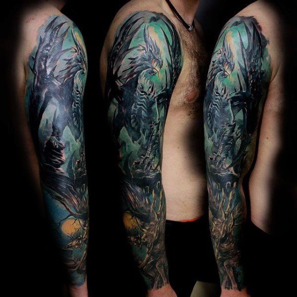tatuaje dragon brazo para hombre 14