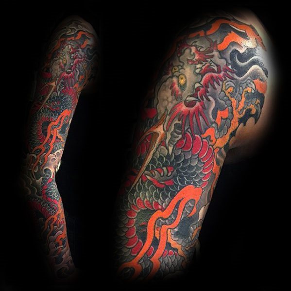 tatuaje dragon brazo para hombre 15