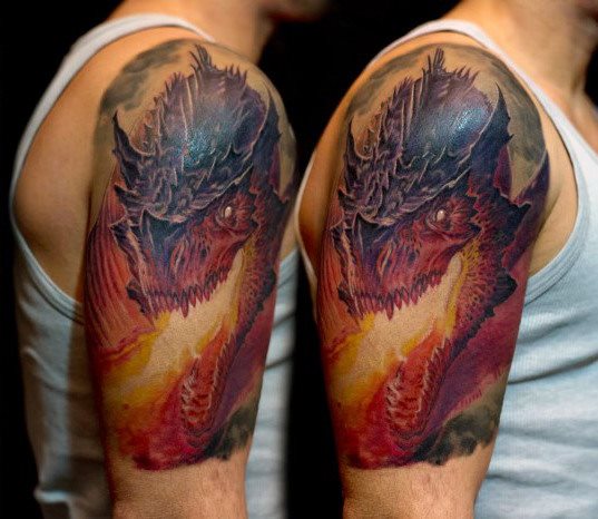 tatuaje dragon brazo para hombre 17