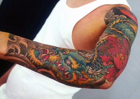 tatuaje dragon brazo para hombre 22
