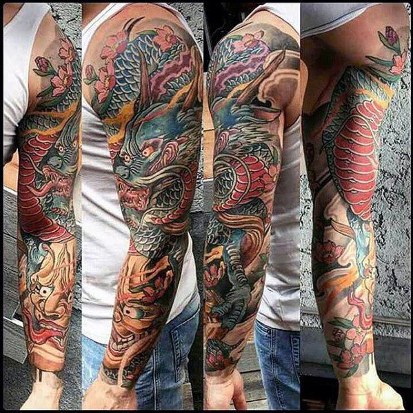 tatuaje dragon brazo para hombre 25