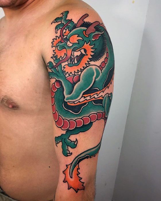 tatuaje dragon brazo para hombre 27
