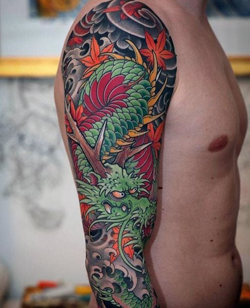 tatuaje dragon brazo para hombre 32