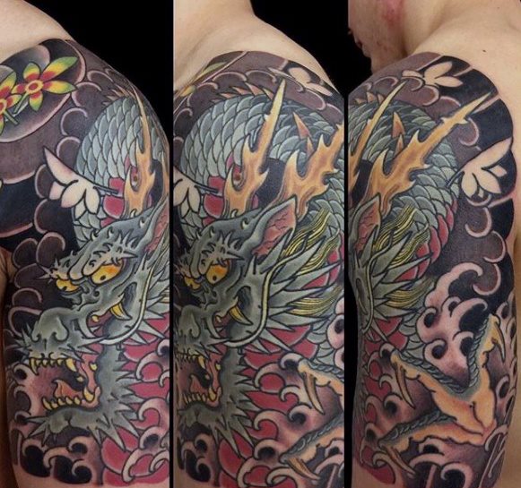 tatuaje dragon brazo para hombre 33