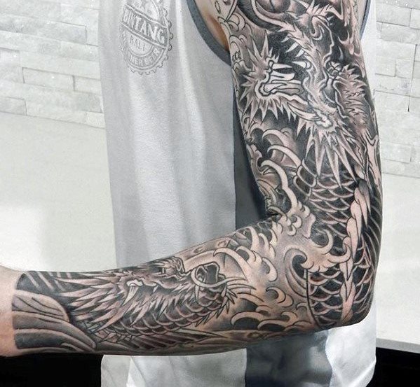 tatuaje dragon brazo para hombre 34
