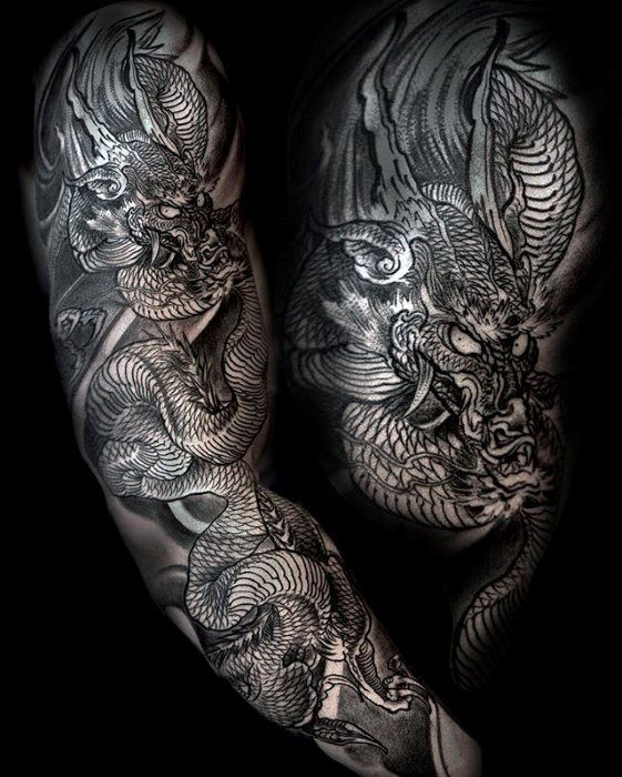 tatuaje dragon brazo para hombre 36